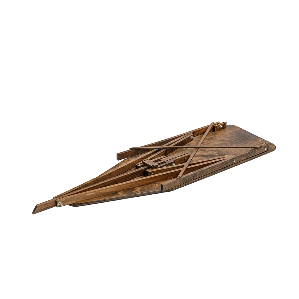 Folded Amish-made wooden ironing board crafted from maple and birch with handcrafted sturdy construction, perfect for Home & Decor, Laundry Supplies, and USA Made collections.