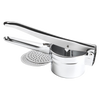 Polished metal potato ricer and fruit press featuring sturdy handles and perforated disc, designed for effortless food prep, ideal for Kitchen & Food and Cooking Helpers collections.