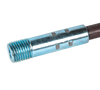 Close-up of a threaded metal connector attached to a durable fiberglass rod, designed for use with chimney brushes, suitable for stoves and hearth accessories collections.