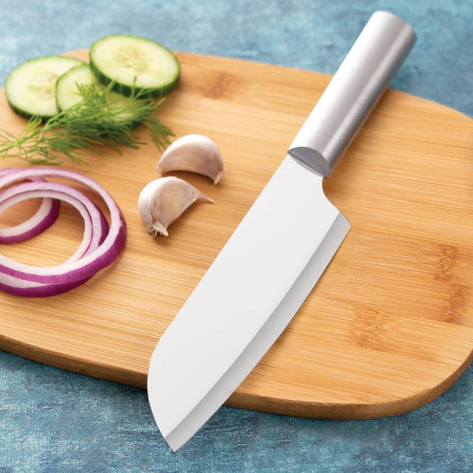 Versatile 6-1/4 inch stainless steel cook's knife with a smooth, polished handle, handcrafted in the USA, ideal for food prep in kitchen, farm, garden, and tool collections.