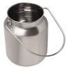 Handcrafted stainless steel 1-gallon milk can with a brushed finish and welded bail tabs, suitable for Home & Decor, Farm, Garden & Tool, Animal Care, and Best Sellers collections.