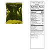 Reflective gold foil pouch package of freeze-dried peas with a nutrition facts label displayed beside it, ideal for Farm, Garden & Tool, Kitchen & Food, Emergency Supplies, and Freeze Dried collections.