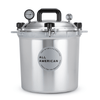 Sturdy pressure canner with cast aluminum body and secure locking lid featuring pressure gauge and steam vent, ideal for food preservation, kitchen & food, and USA made collections.