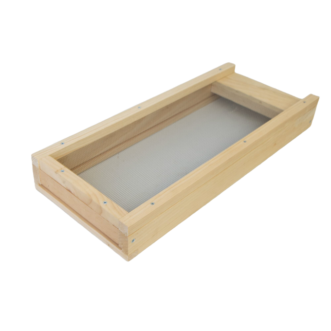 Handcrafted Amish-made wooden varroa mite screen base with fine metal mesh for 5-frame hives, part of Farm, Garden & Tool, Beekeeping Supplies, USA Made, and Best Sellers collections.