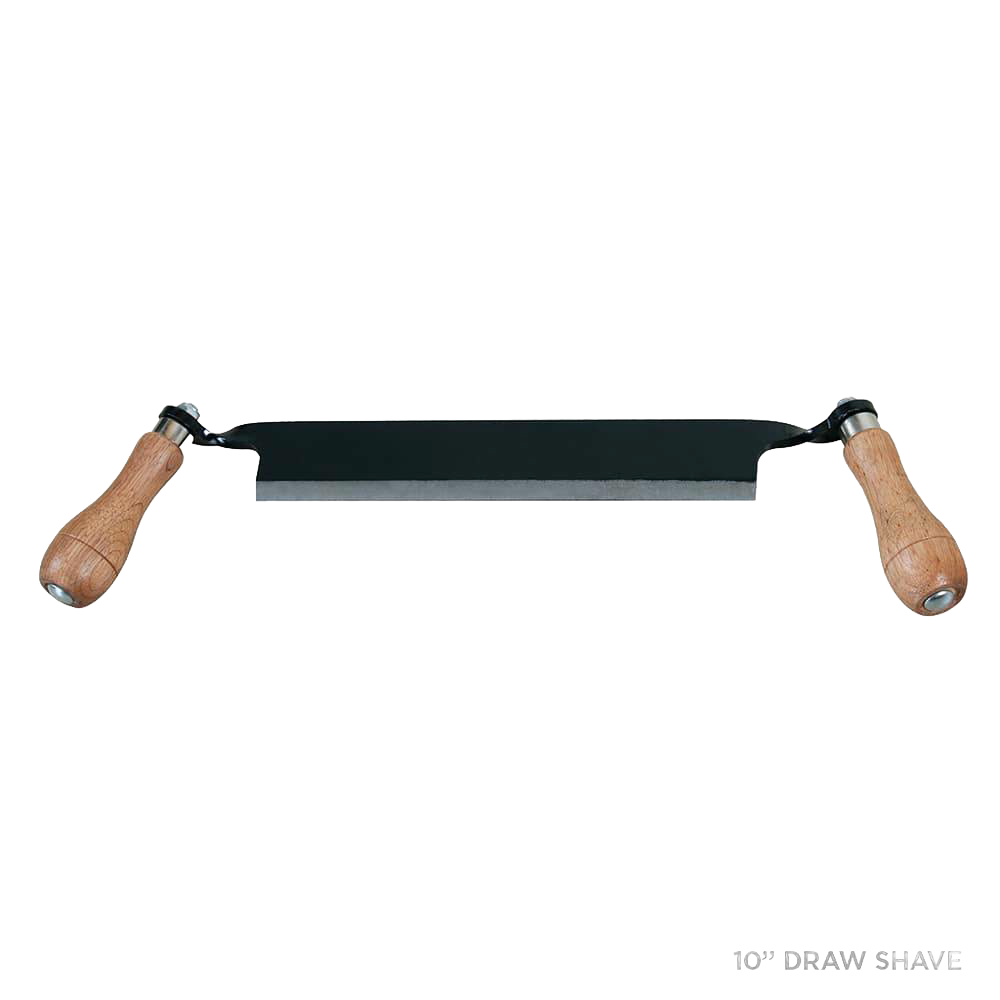 Double-handled draw shave with solid steel blade and wooden grips, designed for efficient bark removal and shaping in Farm, Garden & Tool, Wood Cutting and Hauling, and Best Sellers collections.