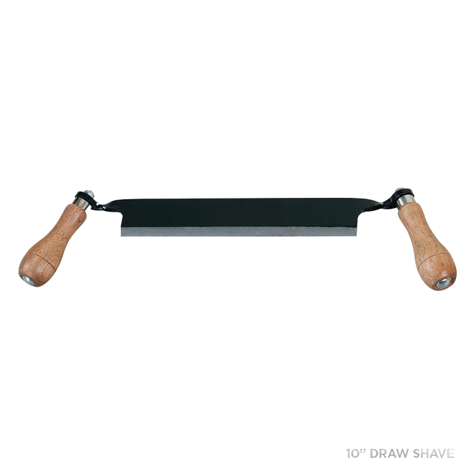 Double-handled draw shave with solid steel blade and wooden grips, designed for efficient bark removal and shaping in Farm, Garden & Tool, Wood Cutting and Hauling, and Best Sellers collections.