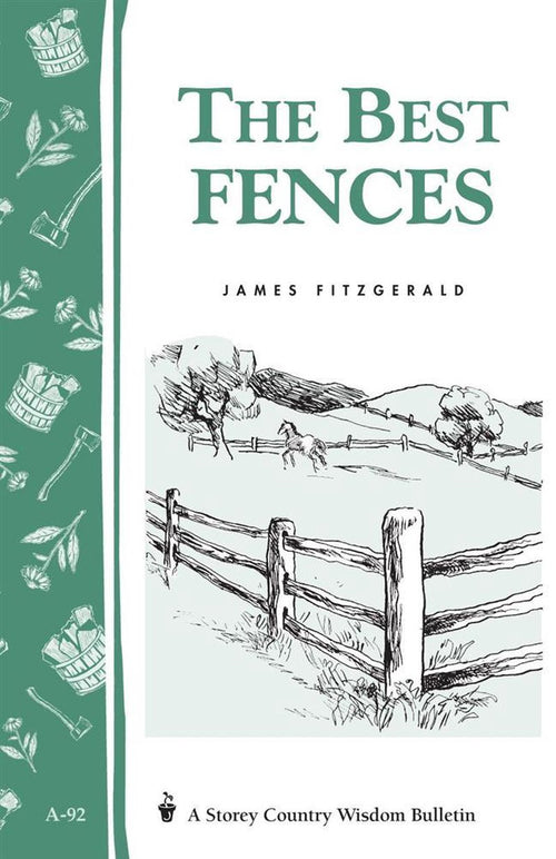 Cover of a farming guidebook featuring a hand-drawn rural fence scene and decorative green border with vintage farm tools, part of farm and livestock book collections.