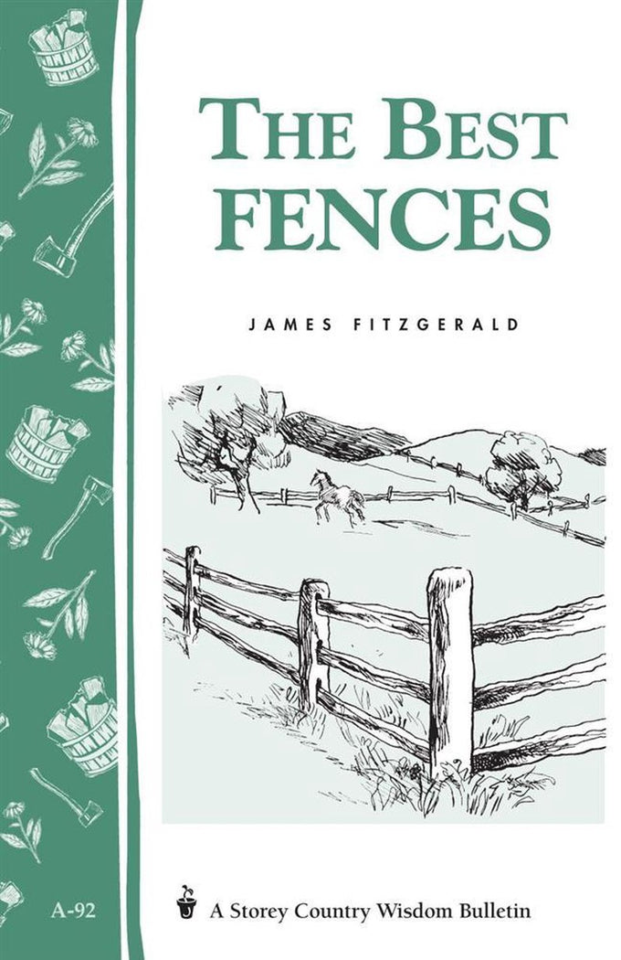 Cover of a farming guidebook featuring a hand-drawn rural fence scene and decorative green border with vintage farm tools, part of farm and livestock book collections.