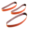 Set of three replacement abrasive belts in reddish-brown color, designed for use with knife sharpening tools, ideal for Farm, Garden & Tool and Kitchen & Food collections.