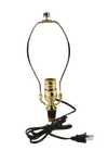 Brass-plated lamp harp and push-thru socket with adjustable cork adapter and six-foot cord, designed for electric light conversions and included in best-selling lighting accessories.