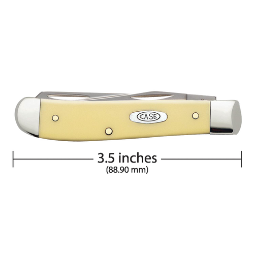 Compact pocket knife with a smooth brown synthetic handle, steel bolsters, and two blades, ideal for farm, garden, and tool use in USA Made, Traditional Pocket Knives collections.