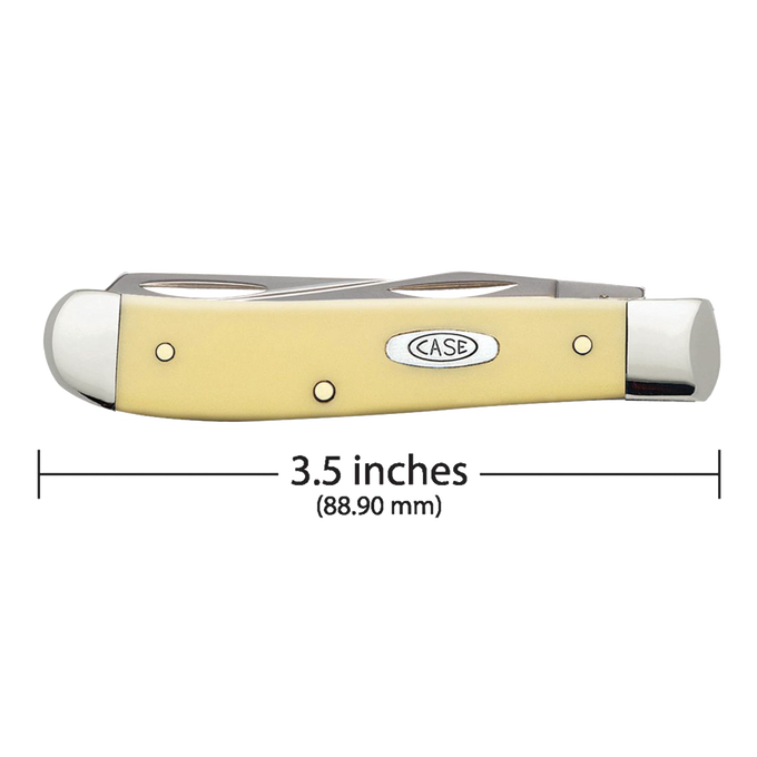 Compact pocket knife with a smooth brown synthetic handle, steel bolsters, and two blades, ideal for farm, garden, and tool use in USA Made, Traditional Pocket Knives collections.