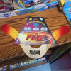 Handmade wooden boomerang with red and yellow tips, designed for right-handers, flying up to 35 yards, featured in Toys, Books & Games, USA Made, Lawn Games, and Best Sellers collections.