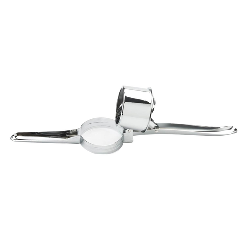 Polished metal potato ricer and fruit press with sturdy handles, designed to make food preparation easier, featured in Kitchen & Food, Kitchen Gadgets, and Best Sellers collections.
