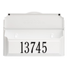 White handcrafted custom wall mount mailbox in white and black featuring a bold house number, designed for curb appeal in Home & Decor, Mailboxes, and USA Made collections.