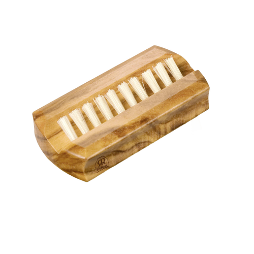 Compact beechwood nail cleaner with firm light bristles, handcrafted for effective nail hygiene on the go, featured in Health & Wellness, Grooming, and Best Sellers collections.