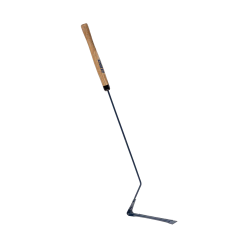 Durable serrated steel grass whip with hardwood handle and angled head for trimming weeds and overgrown grass, ideal for farm, garden, and lawncare tasks in best sellers and promo collections.