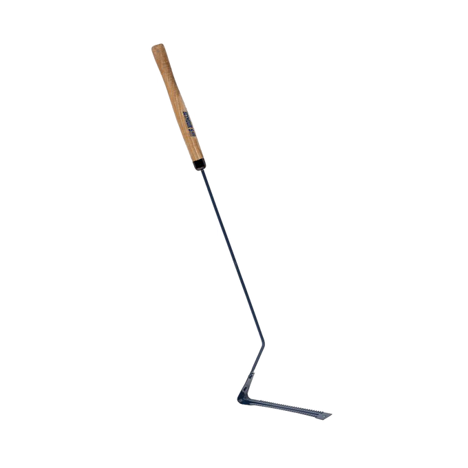 Durable serrated steel grass whip with hardwood handle and angled head for trimming weeds and overgrown grass, ideal for farm, garden, and lawncare tasks in best sellers and promo collections.