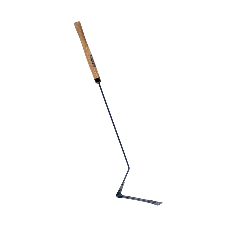 Durable serrated steel grass whip with hardwood handle and angled head for trimming weeds and overgrown grass, ideal for farm, garden, and lawncare tasks in best sellers and promo collections.