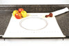 Fabric pastry frame with taut wooden slats and metal loops resting on a countertop, shown with an embossed rolling pin and fresh apples, ideal for Kitchen & Food, Cookware, Baking Supplies, Best Sellers, Promo Eligible collections.