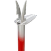 Close-up of handcrafted metal weeder head with sharp, serrated tines and ejecting blade on a red steel shaft, part of Farm, Garden & Tool and Digging and Cultivating collections.