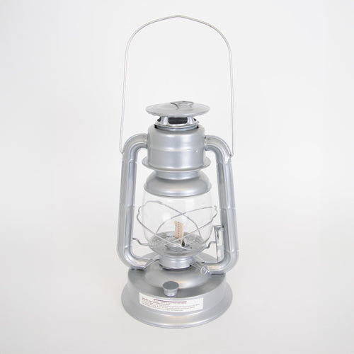 Handcrafted silver Amish-made lantern with clear glass globe, featuring durable weather-resistant finish, ideal for use in Farm, Garden & Tool, Camping, Emergency Supplies, and Lamps & Lighting collections.
