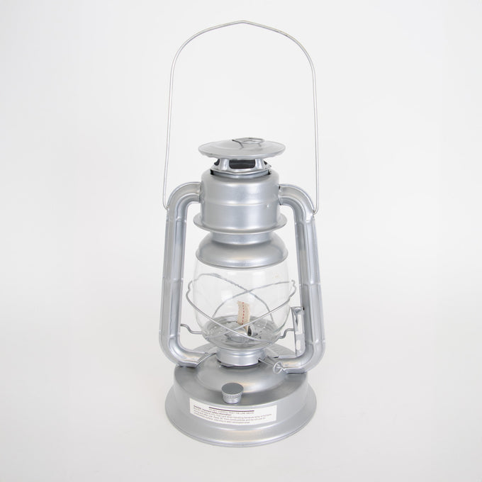 Handcrafted silver Amish-made lantern with clear glass globe, featuring durable weather-resistant finish, ideal for use in Farm, Garden & Tool, Camping, Emergency Supplies, and Lamps & Lighting collections.