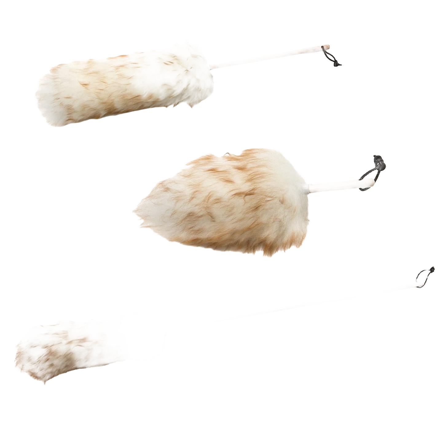 Set of handcrafted lamb's wool dusters with natural wooden handles, designed for effective dust attraction and gentle cleaning, part of Home & Decor and USA Made collections.