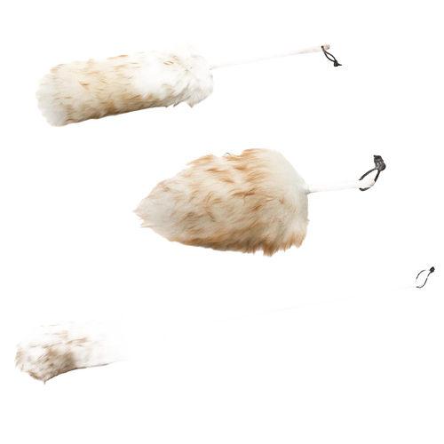 Set of handcrafted lamb's wool dusters with natural wooden handles, designed for effective dust attraction and gentle cleaning, part of Home & Decor and USA Made collections.