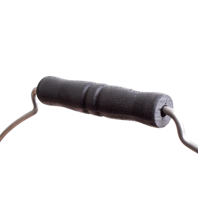 Close-up of a durable, textured black handle on a handcrafted Amish made ice cream freezer crank, designed for Kitchen & Food, Specialty Equipment, Making Ice Cream, and USA Made collections.
