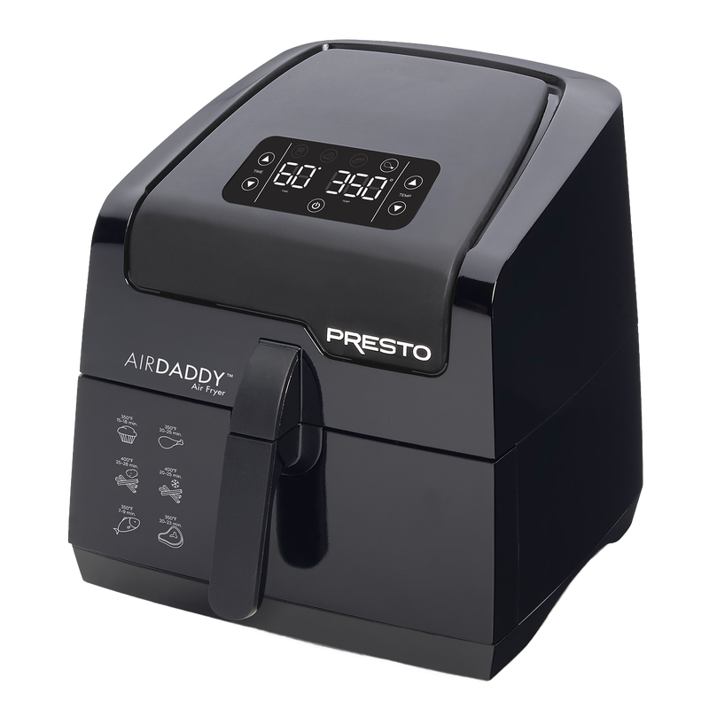 Sleek black digital air fryer with large 4.2-quart removable basket, touch control panel, and preset cooking icons, ideal for Kitchen & Food, Kitchen Gadgets, and Best Sellers collections.