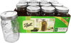 Set of 12 wide-mouth quart canning jars with metal lids and bands, crafted in the USA, ideal for kitchen, food preservation, and canning accessories collections.