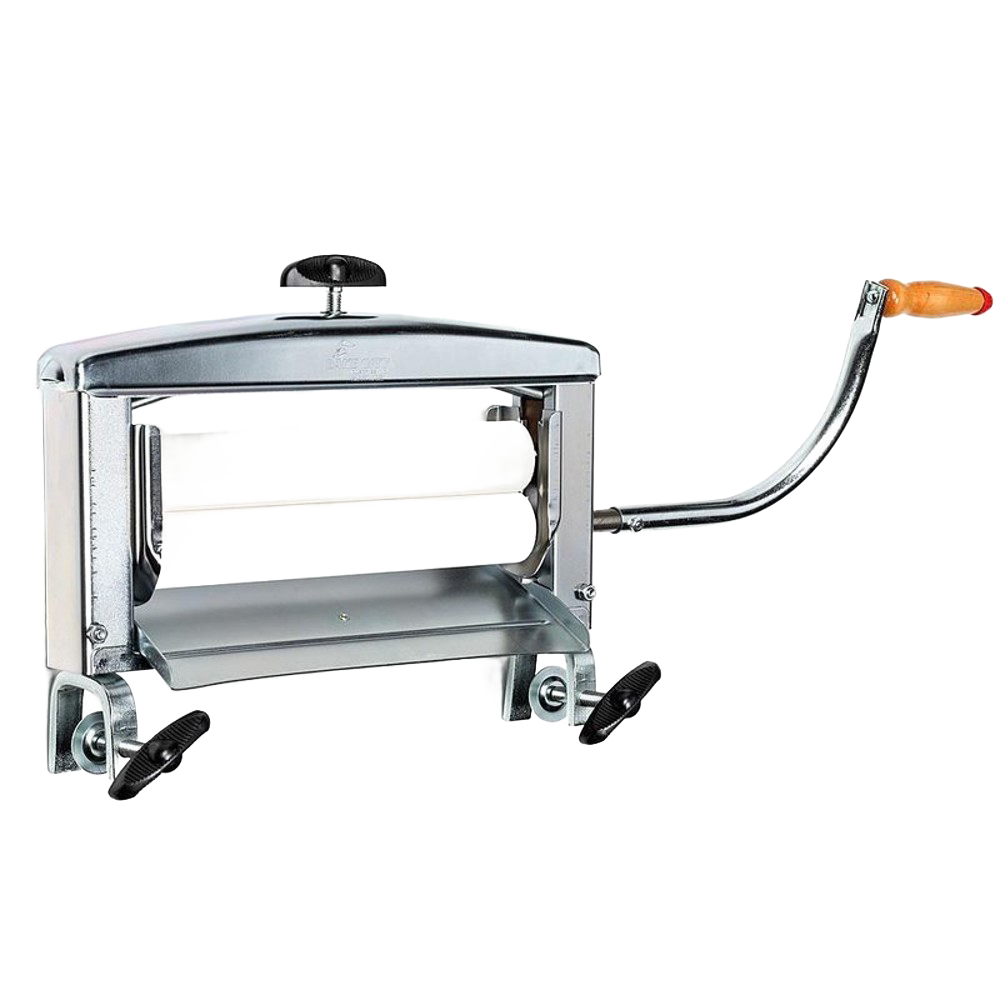 Handcrafted manual clothes wringer with wooden handle and durable metal frame, designed for gentle fabric water removal, featured in Home & Decor, Laundry Supplies, and USA Made collections.