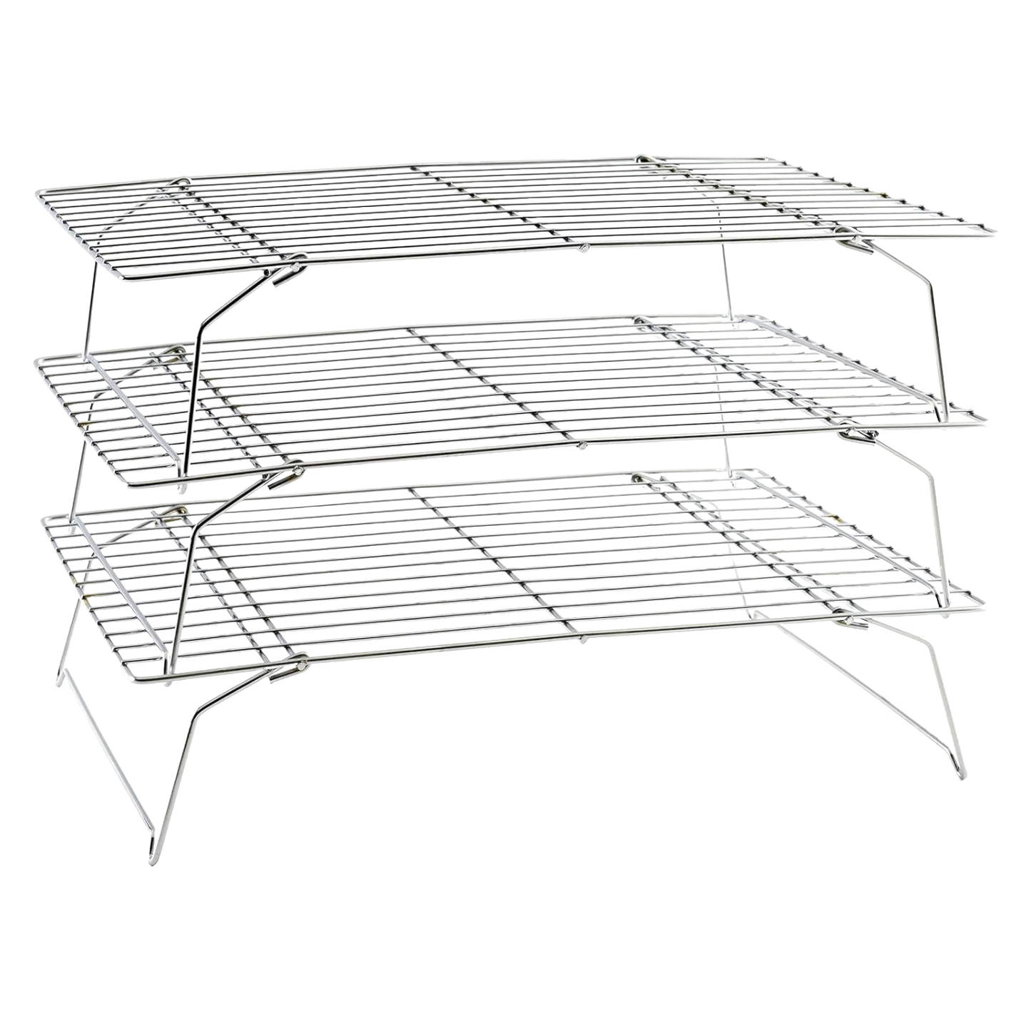 Sturdy handcrafted three-tier stackable and collapsible cooling rack made of metal wire, perfect for Kitchen & Food, Baking Supplies, Cookware, Kitchen Gadgets, and Best Sellers collections.