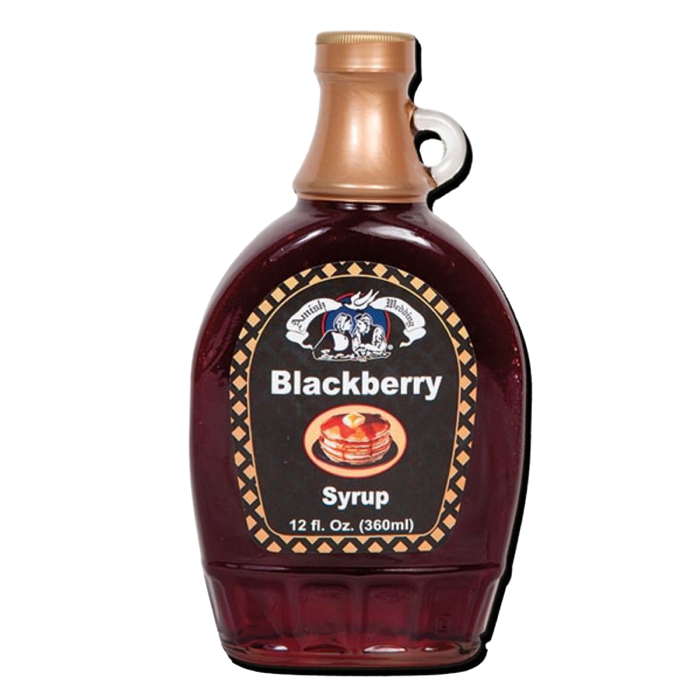 Handcrafted 12 fl. oz. glass bottle of blackberry syrup with a vintage label, made in USA, ideal for Kitchen & Food, Pantry, Best Sellers, and USA Made collections.
