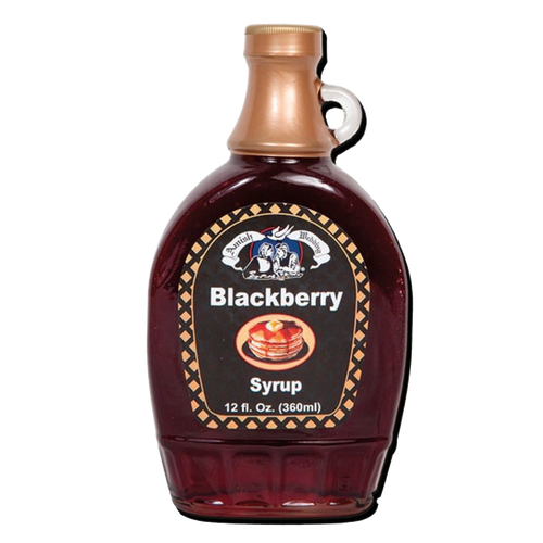 Handcrafted 12 fl. oz. glass bottle of blackberry syrup with a vintage label, made in USA, ideal for Kitchen & Food, Pantry, Best Sellers, and USA Made collections.