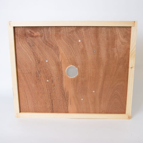 Handcrafted 8-frame wooden bee escape board made in USA with a central fine mesh vent, designed for chemical-free honey harvesting, included in Farm, Garden & Tool and Beekeeping Supplies collections.