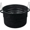 Large black enamelware canner with sturdy handles and removable metal rack, designed for water bath canning in Kitchen & Food, Food Preservation, and Canning collections.