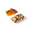 Two vacuum-sealed clear plastic bags containing mixed nuts, candy pieces, and sliced bell peppers, highlighting food preservation and storage efficiency.