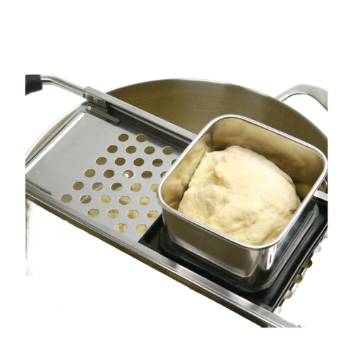 Handcrafted spaetzle maker with sliding square hopper and stainless steel grater, designed for easy dough preparation, ideal for Kitchen & Food, Cookware, Baking Supplies, and Best Sellers collections.