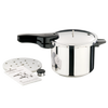 Sleek stainless steel pressure cooker with black handle, featuring tri-clad base and included accessories, perfect for Kitchen & Food, Cookware, Pots and Pans, Best Sellers, and Promo Eligible collections.