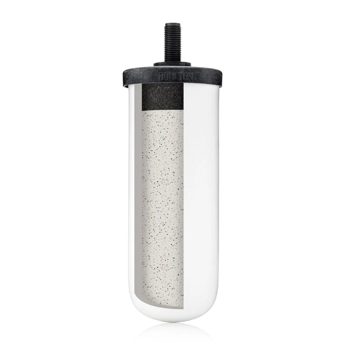 Handcrafted Ultra Fluoride ceramic water filter element with speckled white body and black threaded top, designed for gravity filtration in Farm, Garden & Tool and Water Heating and Treatment collections.
