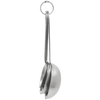 Set of four large durable stainless steel measuring scoops held together by a metal ring, perfect for kitchen food prep, baking supplies, cookware, and cooking helpers collections.