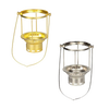 Two handcrafted carrying frames in brass and stainless steel finishes designed for pressure lamps, featuring mounting bases and centering screws, ideal for lamps & lighting parts.