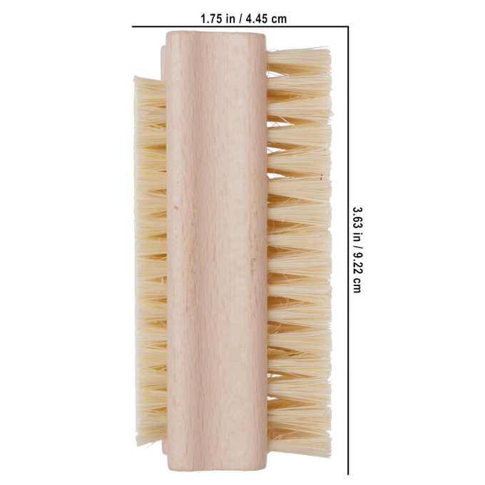 Durable natural bristle nail brush with untreated beechwood handle, handcrafted in Poland, designed for effective nail and finger cleaning; ideal for Health & Wellness and Grooming collections.