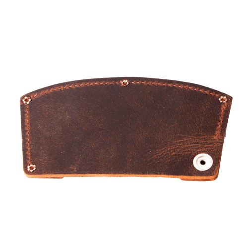 Handmade full-grain American leather axe blade guard with a snap closure, crafted in the USA and ideal for Farm, Garden & Tool, Knives & Axes, and Accessories collections.