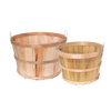 Pair of handcrafted untreated poplar wood bushel baskets with metal handles, made in USA, ideal for farm, garden, and storage in best-selling garden accessories collections.