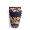 Resealable bag of handcrafted dark chocolate covered raisins, made in USA, ideal for snacking and featured in Kitchen & Food, Snacks and Sweets, Candy, USA Made, and Best Sellers collections.