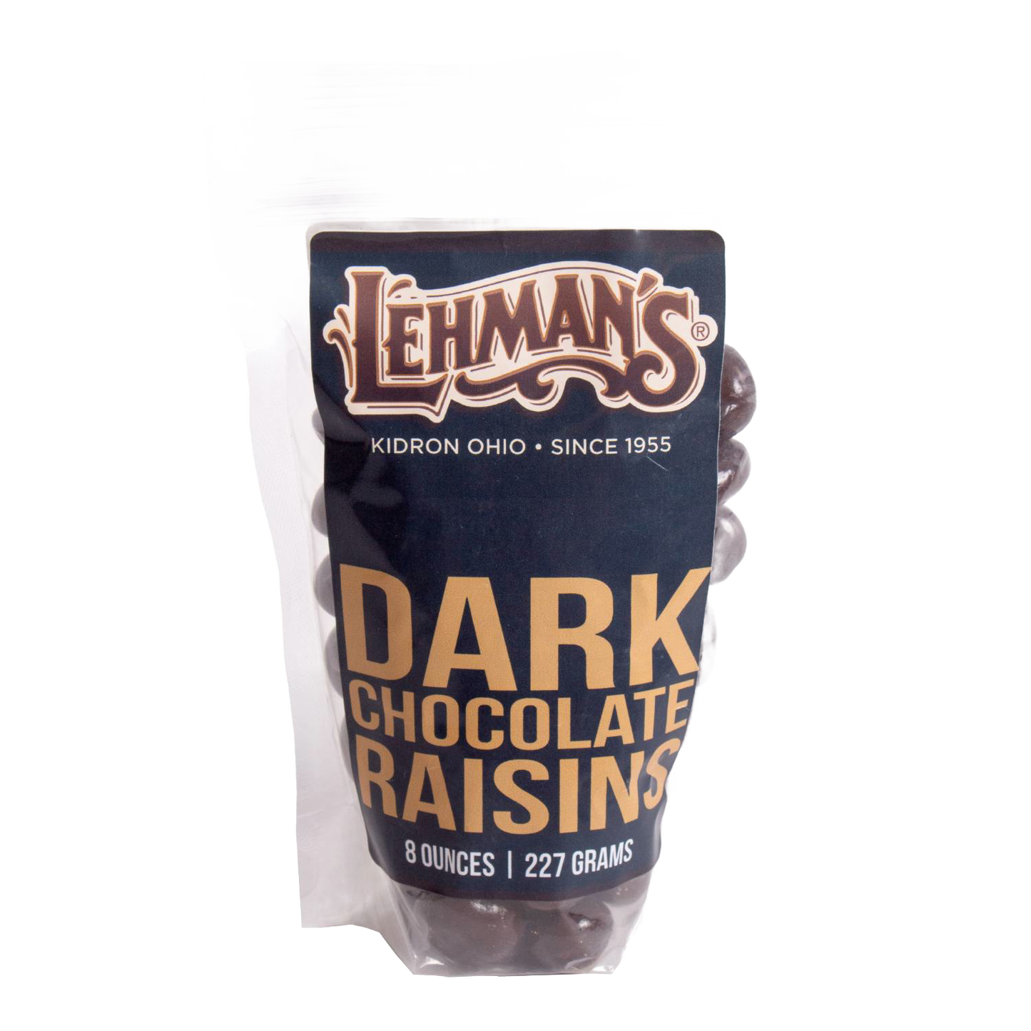 Resealable bag of handcrafted dark chocolate covered raisins, made in USA, ideal for snacking and featured in Kitchen & Food, Snacks and Sweets, Candy, USA Made, and Best Sellers collections.