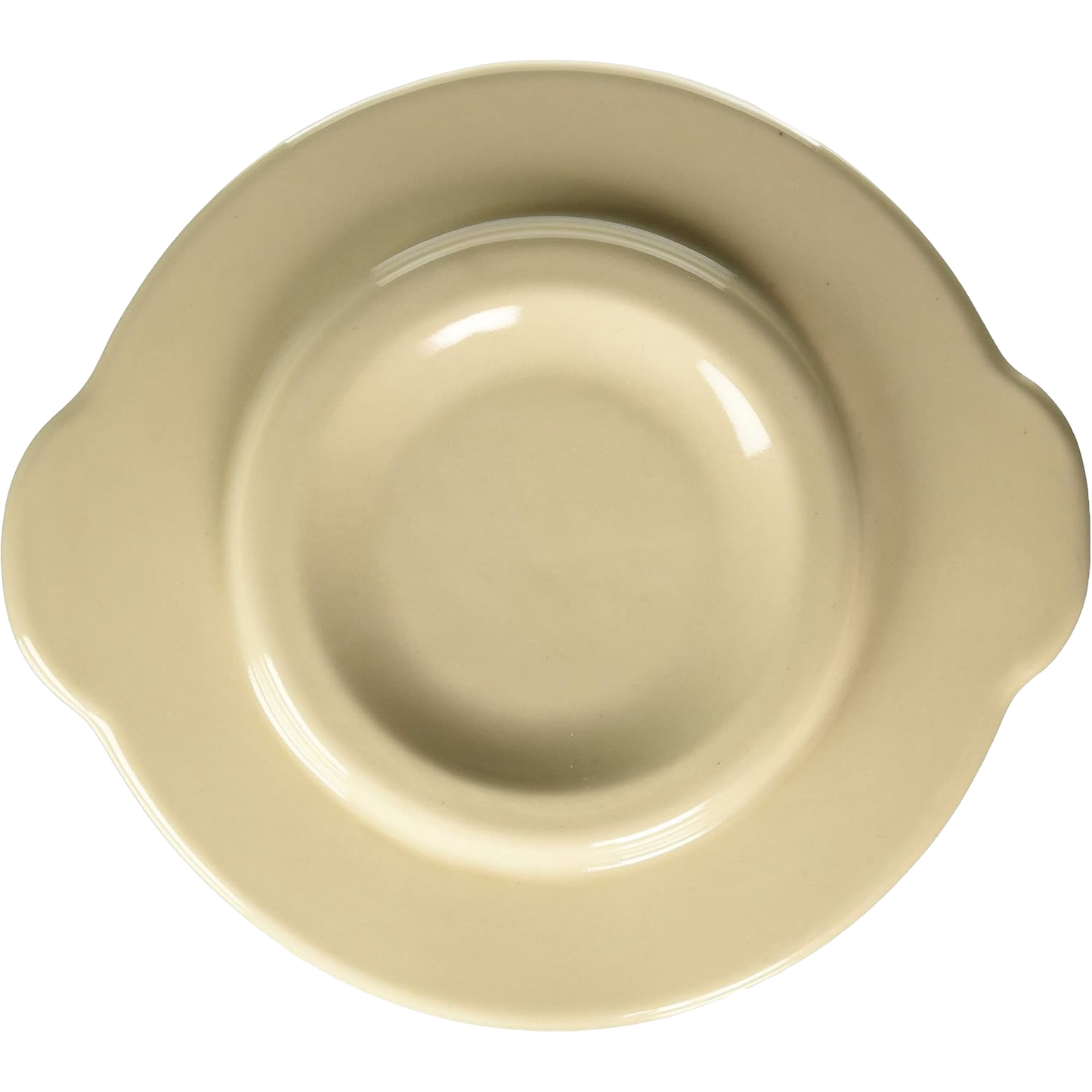 Cream-colored stoneware crock cover with side handles, designed to fit numbered and utility crocks for food preservation, fermenting, and pickling, handcrafted in USA.